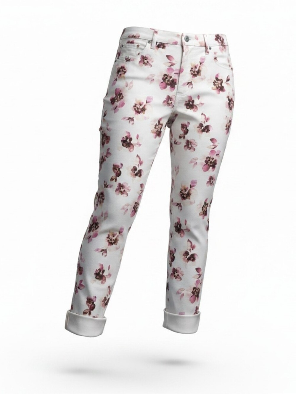 NYDJ White Floral Printed Ankle Jeans - Pink Blooms, Size 16W, NWOT